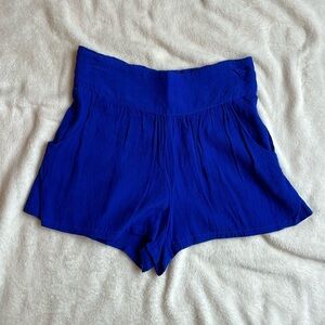 Socialite Blue Flowy Rayon Shorts